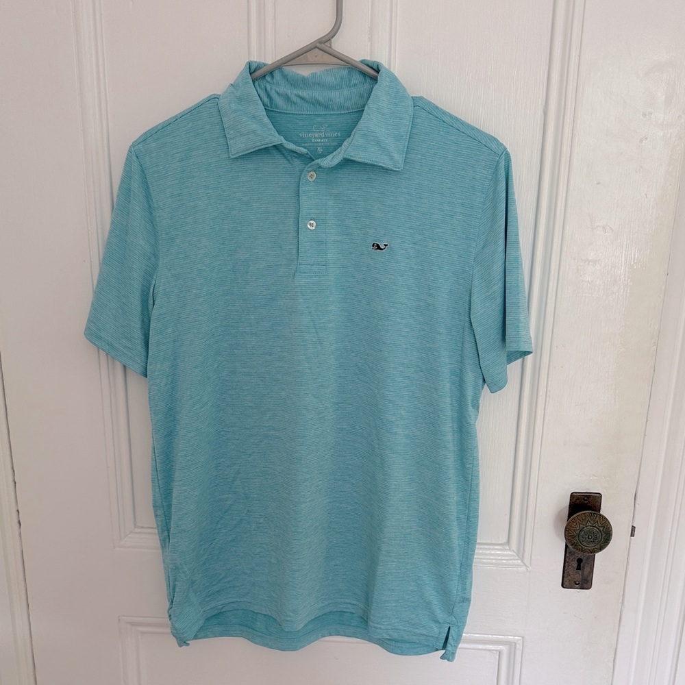 Vineyard Vines boys XL sankaty turquoise performance polo shirt